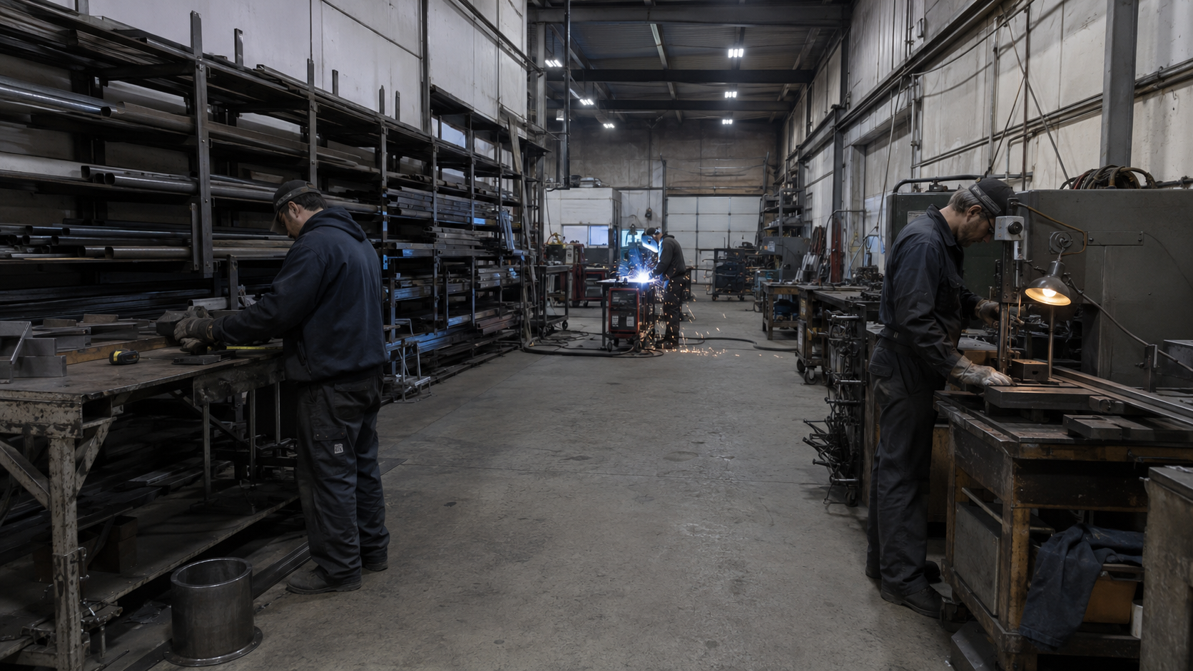Plancher de production d'un atelier de fabrication métallique